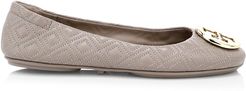 Minnie Quilted Leather Ballet Flats - Dust Storm - Size 8.5