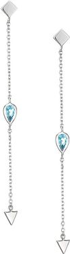 Rhodium-Plated Sterling Silver & Swiss Blue Topaz Chain Earrings - Blue