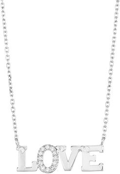 Rhodium-Plated Sterling Silver & White Sapphire Love Necklace - Grey