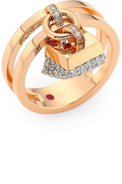 Sauvage Privé 18K Rose Gold & Diamond Pavé Charm Ring - Rose Gold - Size 6.5