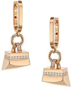 Sauvage Privé 18K Rose Gold & Diamond Pavé Charm Hoop Earrings - Gold