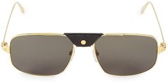 60MM Square Browline Sunglasses - Gold