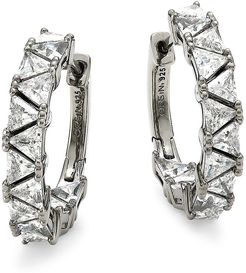 Ruthenium-Plated Sterling Silver Cubic Zirconia Huggie Hoop Earrings - Black