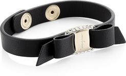 Varaster Crystal Bow Leather Bracelet - Black