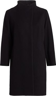 Virgin Wool & Cashmere Walking Coat - Black - Size 16