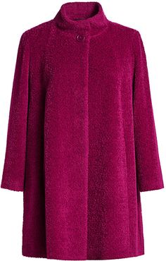 Stand-Collar Wool & Alpaca A-Line Walking Coat - Pink - Size 18