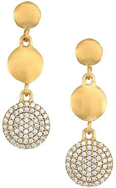 Signature 22K Yellow Goldplated & Cubic Zirconia Pavé Triple Drop Earrings - Gold