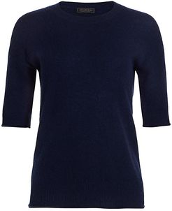 Collection Cashmere Relaxed Featherweight Crew Sweater - Navy Dusk - Size Medium