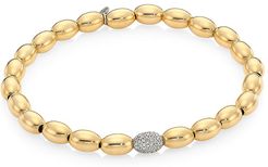 14K Yellow Gold, White Gold & Diamond Pave Ball Beaded Bracelet - Yellow Gold