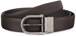 Adjustable & Reversible Leather Belt - Black Brown