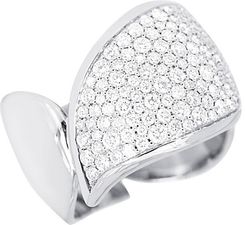 Medium Signature Wave 18K White Gold & Diamond Pavé Ring - Diamond White Gold - Size 7