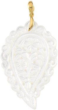 India 18K Yellow Gold & White Mother-Of-Pearl Large Leaf Pendant - Yellow Gold