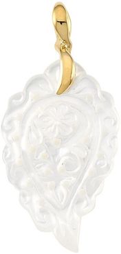 India 18K Yellow Gold & White Mother-Of-Pearl Small Leaf Pendant - Yellow Gold