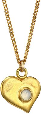 18K Goldplated Sterling Silver & Moonstone Heart Pendant Necklace - Yellow Goldtone