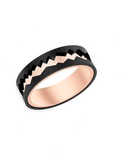Capture in Motion Titanium & Rose Gold Rolling Ring - Rose Gold - Size 7