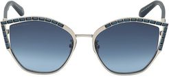 58MM Cat Eye Swarovski Crystal Sunglasses - Blue