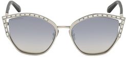 58MM Cat Eye Swarovski Crystal Sunglasses - Gunmetal