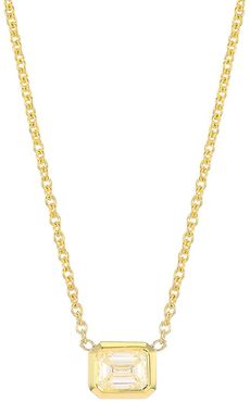 Tiny Treasures 18K Yellow Gold & Emerald-Cut Diamond Pendant Necklace - Yellow Gold