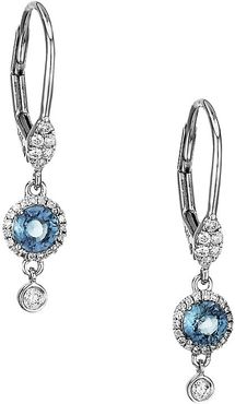 14K White Gold, Blue Sapphire & Diamond Drop Earrings - White Gold