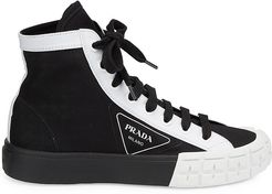 Colorblock Canvas High-Top Sneakers - Nero - Size 9.5