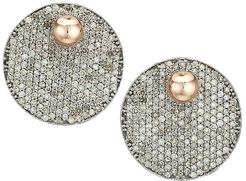 Pavé Diamond Round Drop Earrings - Silvertone