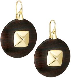 Voyager 18K Yellow Gold & Wood Disc Drop Earrings - Yellow Gold