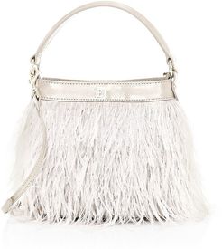 Shindig Ostrich Feather Top Handle Bag - Taupe