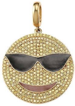 14K Goldplated Sterling Silver & Cubic Zirconia Cool Daddy Emoji Charm - Gold