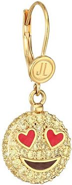 14K Goldplated Sterling Slver & Cubic Zirconia In Love Emoji Single Drop Earring - Gold Mutli