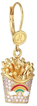 14K Goldplated Sterling Silver & Cubic Zirconia French Fry Single Drop Earring - Gold Mutli