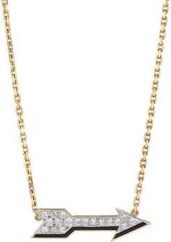 Motif 18K Yellow Gold, Black Enamel & Diamond Arrow Pendant Necklace - Yellow Gold