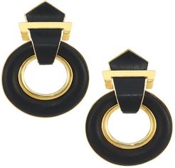 Woodworks 18K Yellow Gold & Ebony Doorknocker Clip-On Earrings - Yellow Gold