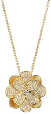 Petali 18K Yellow Gold & Diamond Pavé Medium Flower Pendant Necklace - Yellow Gold