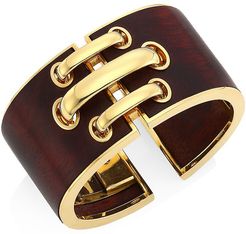 Woodworks 18K Yellow Gold & Cocobolo Shoelace Cuff Bracelet - Yellow Gold