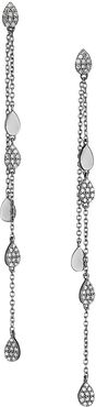Black Rhodium-Plated & Diamond Disc Chain Drop Earrings - Silvertone