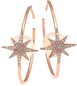 14K Rose Gold, Diamond & 5MM Pearl Star Hoop Earrings - Rose Gold