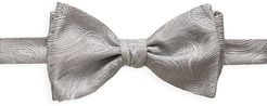 Paisley Silk-Blend Bow Tie - Silver