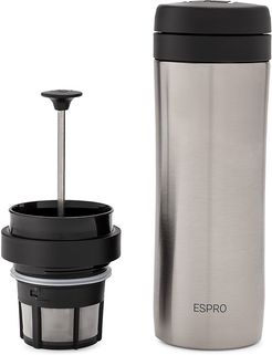 P1 Travel Press Coffee Maker - Brushed Stainless