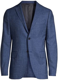 Two-Button Textured Blazer - Bright Blue - Size 44