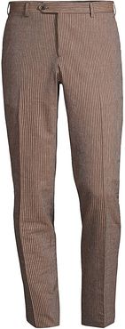 Cotton-Blend Seersucker Trousers - Brown - Size 42