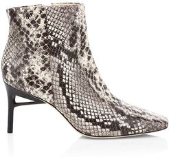 Arezoo Square-Toe Snakeskin-Embossed Leather Ankle Boots - Soil Multi - Size 8.5