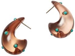 Arp Acrylic & Turquoise Abstract Teardrop Post Earrings - Caramel
