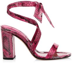 Katie Ankle-Wrap Snakeskin Sandals - Aurora - Size 5