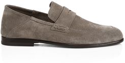 Edward Soft Suede Penny Loafers - Taupe - Size 10.5