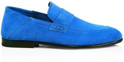 Edward Soft Suede Penny Loafers - Azure - Size 11
