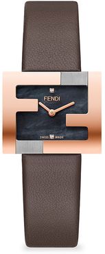Rose Goldtone Stainless Steel FF Logo Watch - Brown Silver