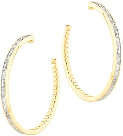 Deco 18K Yellow Gold & Diamond Hoop Earrings - Gold
