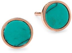 18K Rose Gold & Turquoise Stud Earrings - Rose Gold