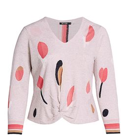 Rose Garden Twist-Front Sweater - Pink Multi - Size XXXL