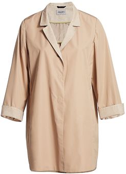 Contrast Knit Trench Coat - Camel - Size 18